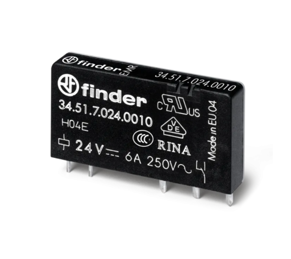 Picture of Minirelee 34.51, 1CO, 6A, 12VDC (14.2mA), 6.2mm, pesa 93 seeria, Finder